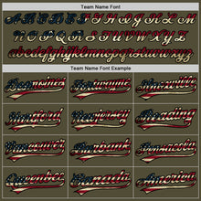 Load image into Gallery viewer, Custom Olive Vintage USA Flag-Black Salute To Service Two-Button Unisex Softball Jersey