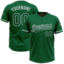 Load image into Gallery viewer, Custom Kelly Green White Two-Button Unisex Softball Jersey