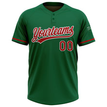 Load image into Gallery viewer, Custom Kelly Green Red-White Two-Button Unisex Softball Jersey