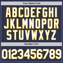 Load image into Gallery viewer, Custom Navy White-Gold Two-Button Unisex Softball Jersey