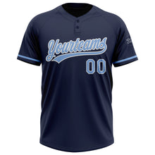 Load image into Gallery viewer, Custom Navy Light Blue-White Two-Button Unisex Softball Jersey