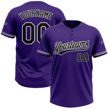 Load image into Gallery viewer, Custom Purple Black-White Two-Button Unisex Softball Jersey