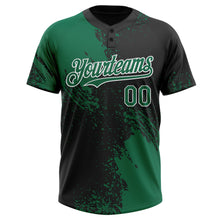 Load image into Gallery viewer, Custom Kelly Green Black-White 3D Pattern Abstract Brush Stroke Two-Button Unisex Softball Jersey