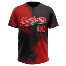 Load image into Gallery viewer, Custom Red Black-White 3D Pattern Abstract Brush Stroke Two-Button Unisex Softball Jersey
