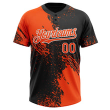 Load image into Gallery viewer, Custom Orange Black-White 3D Pattern Abstract Brush Stroke Two-Button Unisex Softball Jersey