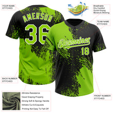 Load image into Gallery viewer, Custom Neon Green Black-White 3D Pattern Abstract Brush Stroke Two-Button Unisex Softball Jersey