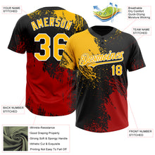 Load image into Gallery viewer, Custom Black Gold-Red 3D Pattern Abstract Brush Stroke Two-Button Unisex Softball Jersey