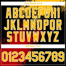 Load image into Gallery viewer, Custom Black Gold-Red 3D Pattern Abstract Brush Stroke Two-Button Unisex Softball Jersey