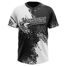 Load image into Gallery viewer, Custom White Black 3D Pattern Abstract Brush Stroke Two-Button Unisex Softball Jersey