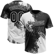Load image into Gallery viewer, Custom White Black 3D Pattern Abstract Brush Stroke Two-Button Unisex Softball Jersey