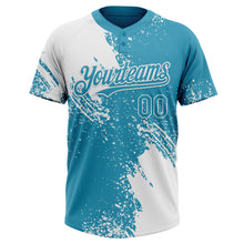 Load image into Gallery viewer, Custom White Panther Blue 3D Pattern Abstract Brush Stroke Two-Button Unisex Softball Jersey