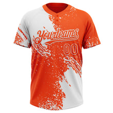Load image into Gallery viewer, Custom White Orange 3D Pattern Abstract Brush Stroke Two-Button Unisex Softball Jersey