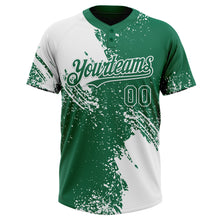 Load image into Gallery viewer, Custom White Kelly Green 3D Pattern Abstract Brush Stroke Two-Button Unisex Softball Jersey