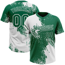 Load image into Gallery viewer, Custom White Kelly Green 3D Pattern Abstract Brush Stroke Two-Button Unisex Softball Jersey