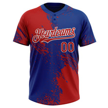 Load image into Gallery viewer, Custom Red Royal-White 3D Pattern Abstract Brush Stroke Two-Button Unisex Softball Jersey