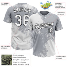 Load image into Gallery viewer, Custom White Gray-Black 3D Pattern Abstract Brush Stroke Two-Button Unisex Softball Jersey