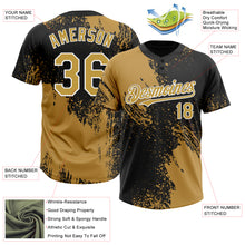 Load image into Gallery viewer, Custom Old Gold Black-White 3D Pattern Abstract Brush Stroke Two-Button Unisex Softball Jersey