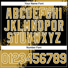 Load image into Gallery viewer, Custom Old Gold Black-White 3D Pattern Abstract Brush Stroke Two-Button Unisex Softball Jersey