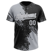 Load image into Gallery viewer, Custom Gray Black-White 3D Pattern Abstract Brush Stroke Two-Button Unisex Softball Jersey