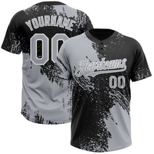 Load image into Gallery viewer, Custom Gray Black-White 3D Pattern Abstract Brush Stroke Two-Button Unisex Softball Jersey