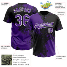 Load image into Gallery viewer, Custom Purple Black-White 3D Pattern Abstract Brush Stroke Two-Button Unisex Softball Jersey