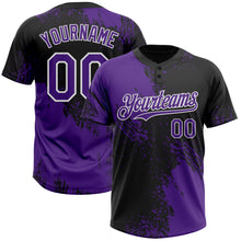 Load image into Gallery viewer, Custom Purple Black-White 3D Pattern Abstract Brush Stroke Two-Button Unisex Softball Jersey