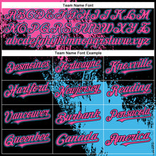 Load image into Gallery viewer, Custom Black Pink-Sky Blue 3D Pattern Abstract Brush Stroke Two-Button Unisex Softball Jersey