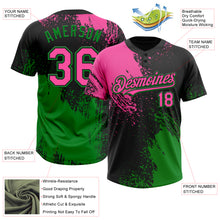Load image into Gallery viewer, Custom Black Pink-Grass Green 3D Pattern Abstract Brush Stroke Two-Button Unisex Softball Jersey