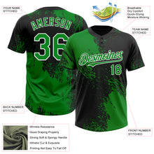 Load image into Gallery viewer, Custom Black Grass Green-White 3D Pattern Abstract Brush Stroke Two-Button Unisex Softball Jersey