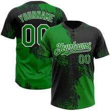 Load image into Gallery viewer, Custom Black Grass Green-White 3D Pattern Abstract Brush Stroke Two-Button Unisex Softball Jersey