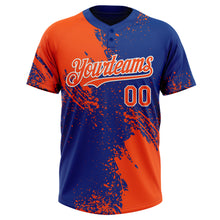 Load image into Gallery viewer, Custom Orange Royal-White 3D Pattern Abstract Brush Stroke Two-Button Unisex Softball Jersey