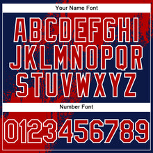 Load image into Gallery viewer, Custom Red Navy-White 3D Pattern Abstract Brush Stroke Two-Button Unisex Softball Jersey