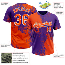 Load image into Gallery viewer, Custom Orange Purple-White 3D Pattern Abstract Brush Stroke Two-Button Unisex Softball Jersey