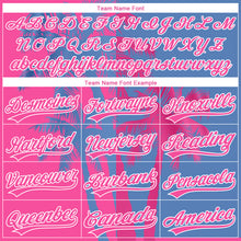 Load image into Gallery viewer, Custom Pink Light Blue-White 3D Pattern Hawaii Coconut Trees Two-Button Unisex Softball Jersey