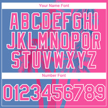 Load image into Gallery viewer, Custom Pink Light Blue-White 3D Pattern Hawaii Coconut Trees Two-Button Unisex Softball Jersey