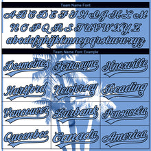 Load image into Gallery viewer, Custom White Light Blue-Black 3D Pattern Hawaii Coconut Trees Two-Button Unisex Softball Jersey