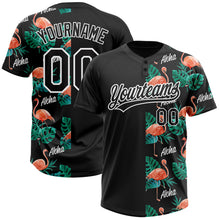 Load image into Gallery viewer, Custom Black White 3D Pattern Hawaii Flamingos And Leaves Two-Button Unisex Softball Jersey