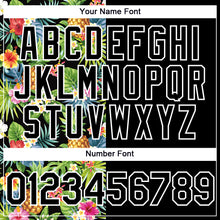 Load image into Gallery viewer, Custom Black White 3D Pattern Hawaii Tropical Pineapples, Palm Leaves And Flowers Two-Button Unisex Softball Jersey