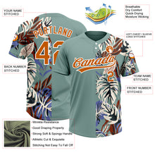 Load image into Gallery viewer, Custom Teal Texas Orange-White 3D Pattern Hawaii Tropical Palm Leaves Two-Button Unisex Softball Jersey