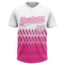 Load image into Gallery viewer, Custom White Pink 3D Pattern Lines Two-Button Unisex Softball Jersey