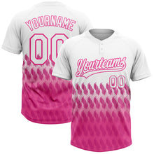 Load image into Gallery viewer, Custom White Pink 3D Pattern Lines Two-Button Unisex Softball Jersey
