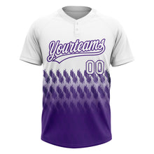 Load image into Gallery viewer, Custom White Purple 3D Pattern Lines Two-Button Unisex Softball Jersey