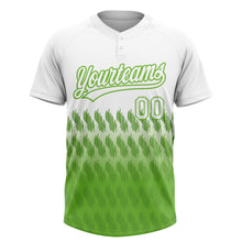 Load image into Gallery viewer, Custom White Neon Green 3D Pattern Lines Two-Button Unisex Softball Jersey