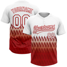 Load image into Gallery viewer, Custom White Red 3D Pattern Lines Two-Button Unisex Softball Jersey