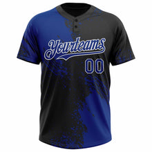Load image into Gallery viewer, Custom Royal Black-White 3D Pattern Abstract Brush Stroke Two-Button Unisex Softball Jersey