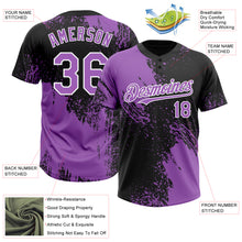 Load image into Gallery viewer, Custom Medium Purple Black-White 3D Pattern Abstract Brush Stroke Two-Button Unisex Softball Jersey