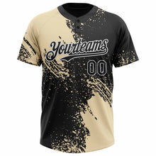 Load image into Gallery viewer, Custom Cream Black-White 3D Pattern Abstract Brush Stroke Two-Button Unisex Softball Jersey