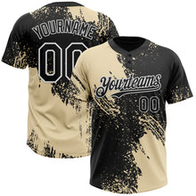 Load image into Gallery viewer, Custom Cream Black-White 3D Pattern Abstract Brush Stroke Two-Button Unisex Softball Jersey