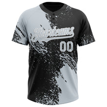 Load image into Gallery viewer, Custom Silver Black-White 3D Pattern Abstract Brush Stroke Two-Button Unisex Softball Jersey