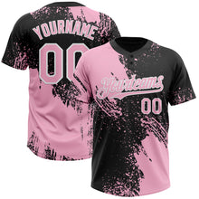 Load image into Gallery viewer, Custom Light Pink Black-White 3D Pattern Abstract Brush Stroke Two-Button Unisex Softball Jersey